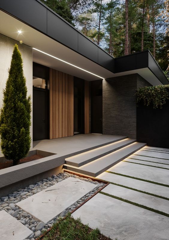 ورودی مدرن به خانه با طراحی مینیمالیستی | Modern entrance to a house with minimalist design