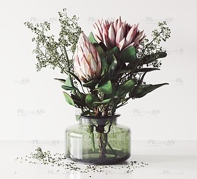 مدل سه‌بعدی گل و گلدان با طراحی زیبا و طبیعی، مناسب برای پروژه‌های دکوراسیون داخلی.