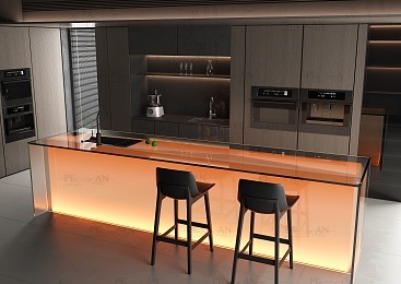 مدل سه‌بعدی آشپزخانه 05 با طراحی مدرن، شامل کابینت‌های شیک و سینک.