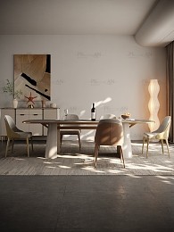 مدل سه‌بعدی میز ناهارخوری با طراحی مدرن.