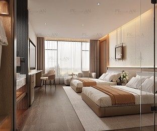 مدل سه بعدی اتاق هتل