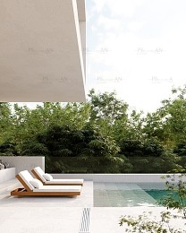 مدل سه بعدی حیاط ویلا
