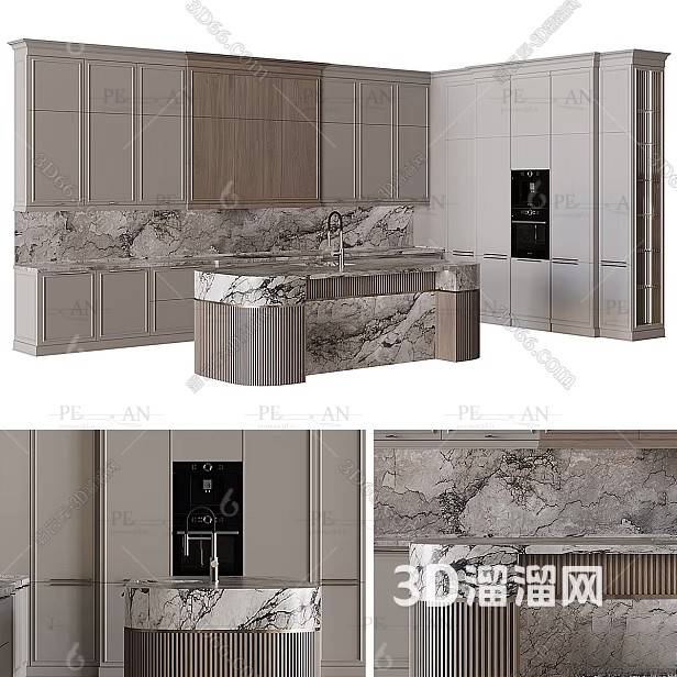 مدل سه بعدی کابینت آشپزخانه