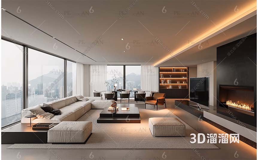 21042042_living-room-sofa-tv-wall-coffe-table-side-table-sectional-sofa-carpet-chandelier-smart-lighting-3d-model-3d-max-fireplace-decorative-tray-curtains-001-PERMAN3D.IR_.jpg