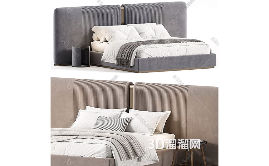Double-upholstered-bed-light-luxury-double-bed-bedside-table-3D-model-preview-02