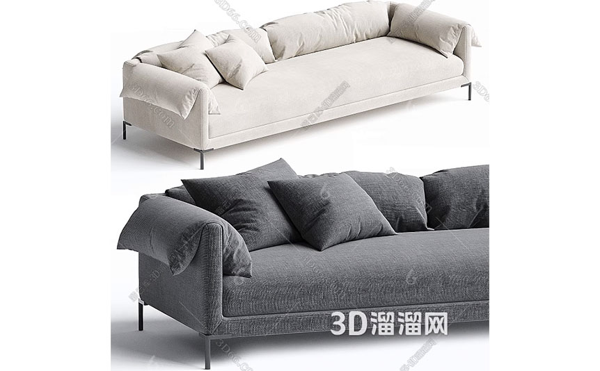 مدل سه‌بعدی مبل چندنفره مدرن Flexform