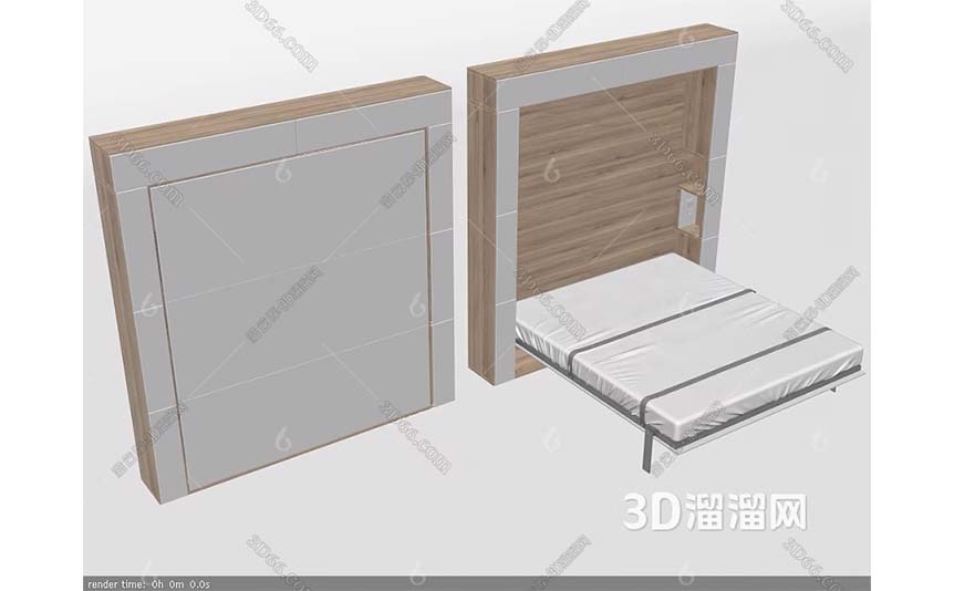 Modern-Folding-Bed-cream-3D-model-preview-02