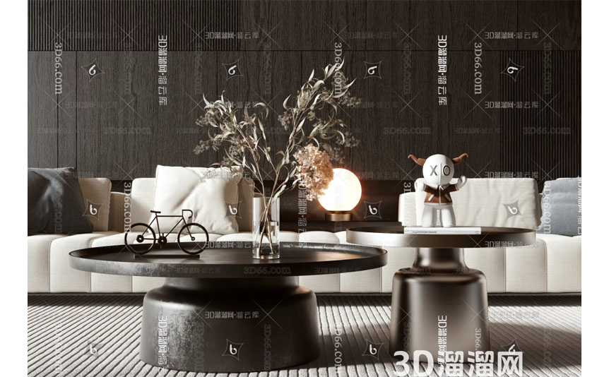 مدل سه‌بعدی میز جلو مبلی مدرن Minotti
