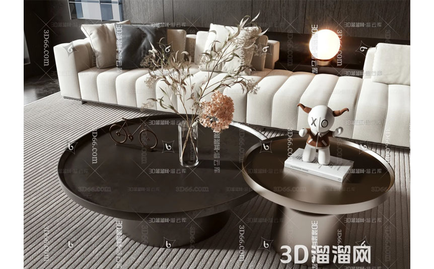 مدل سه‌بعدی میز جلو مبلی مدرن Minotti
