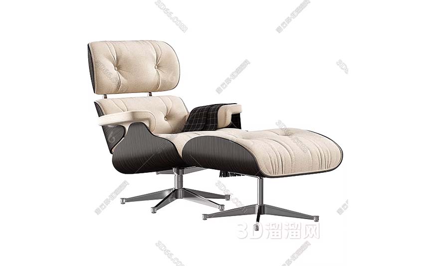 مدل سه‌بعدی صندلی راحتی Eames و زیرپایی