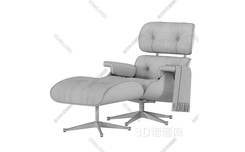 مدل سه‌بعدی صندلی راحتی Eames و زیرپایی