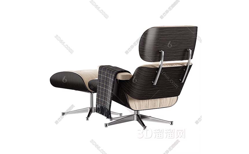 مدل سه‌بعدی صندلی راحتی Eames و زیرپایی