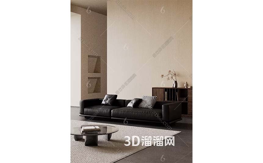 مدل سه‌بعدی مبل چندنفره مدرن به سبک وینتیج