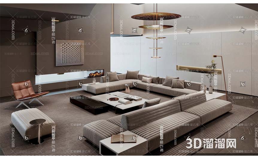 مدل سه‌بعدی نشیمن وابی‌سابی Minotti