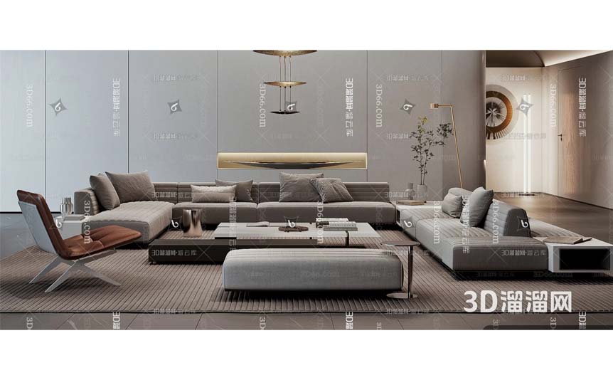 مدل سه‌بعدی نشیمن وابی‌سابی Minotti