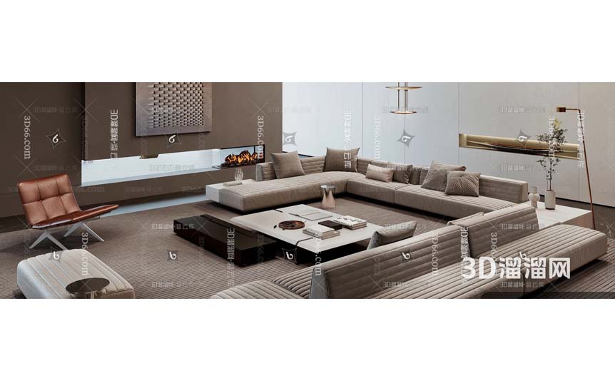 مدل سه‌بعدی نشیمن وابی‌سابی Minotti