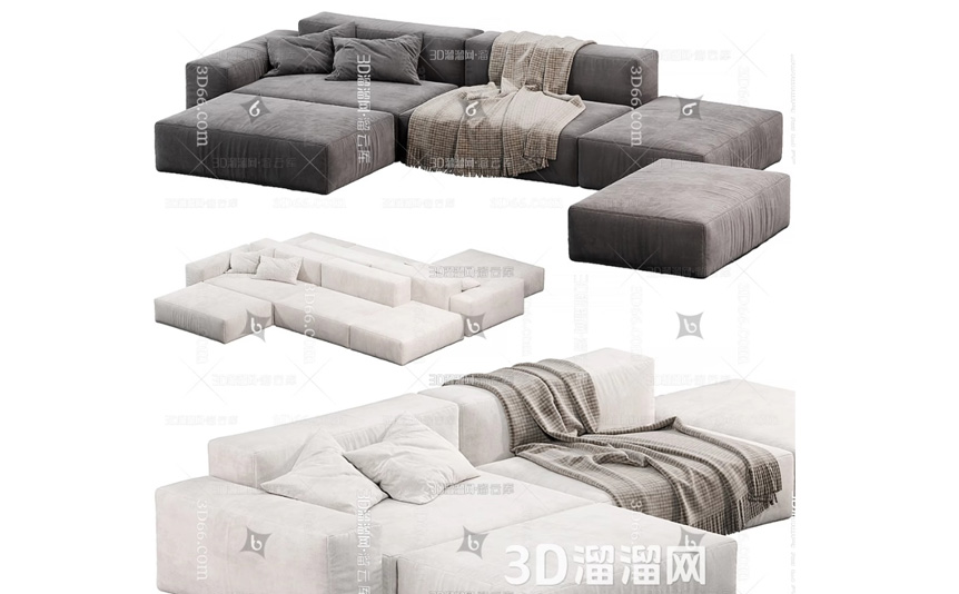 مدل سه‌بعدی مبل ال چندنفره مدرن Living Divani