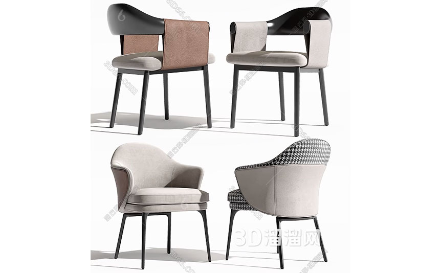 مدل سه‌بعدی صندلی ناهارخوری مدرن Minotti
